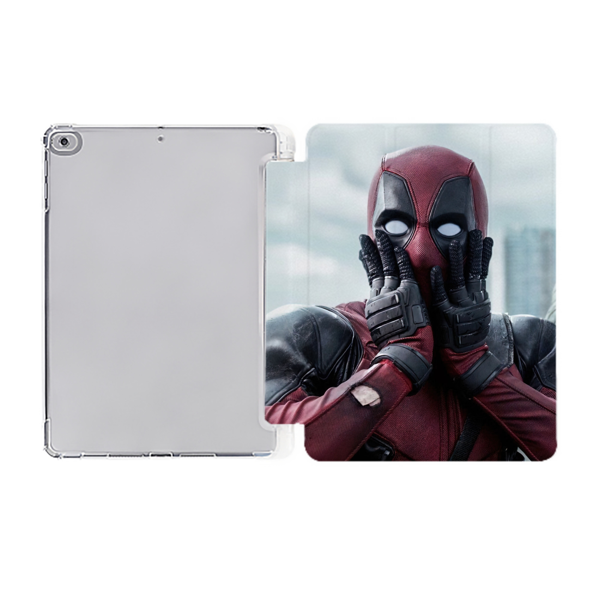 （画像用） Deadpool デッドプール IPad ケース ペン収納付き 三つ折りスタンド PUレザー×シリコン 対応機種9.5/10.5/10.9インチ